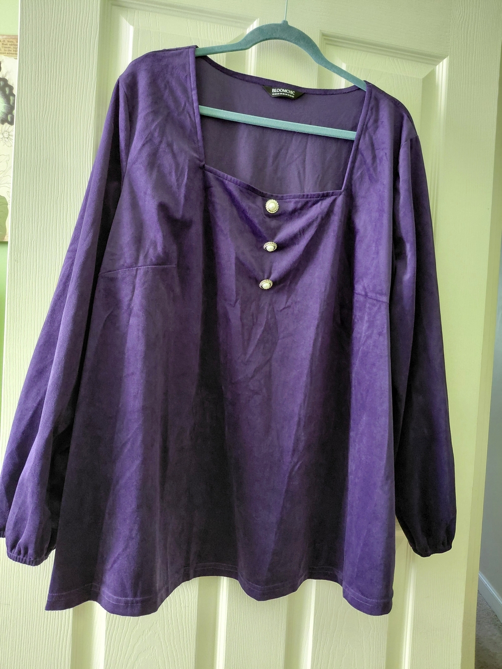 BloomChic Deep Purple Square Neck Tunic with Pearl Buttons Size 22/24